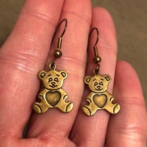 Bronze Tone Teddy Bear Earrings